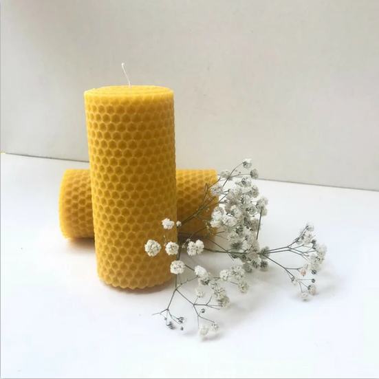 Rolled beeswax pillar candles