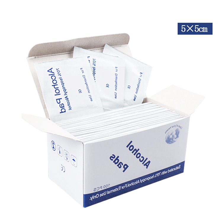 100Pcs/Box 5x5cm Alcohol Pads Disposable Disinfection Wound Alcohol Wipes Travel Accessories