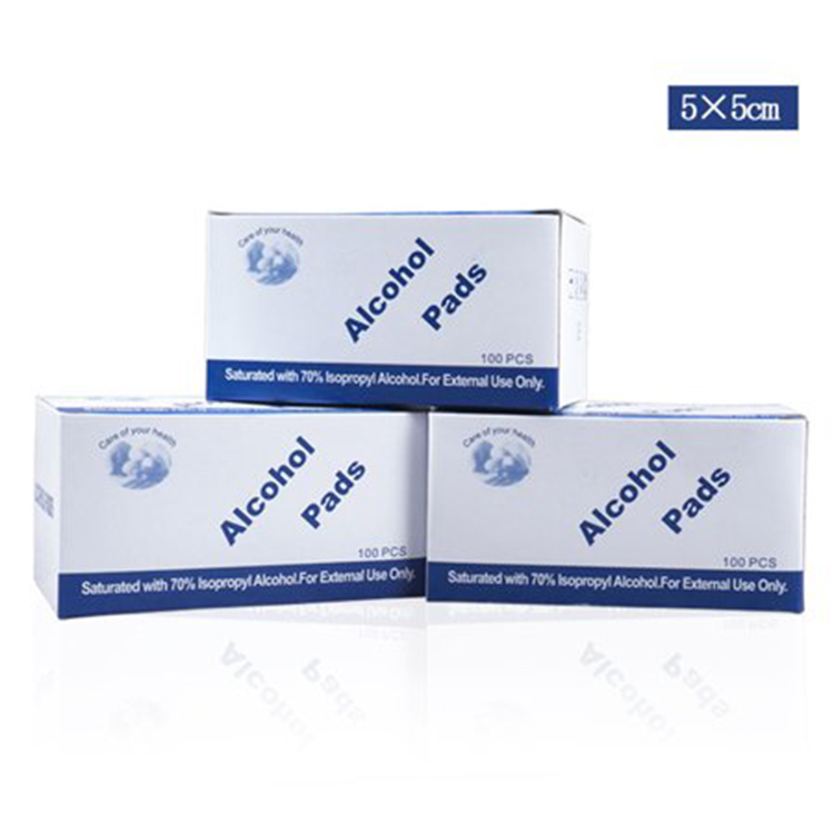 100Pcs/Box 5x5cm Alcohol Pads Disposable Disinfection Wound Alcohol Wipes Travel Accessories