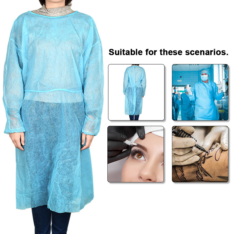 Isolation Gown with Elastic Cuff Protective Suit Non-Woven Splash Resistant