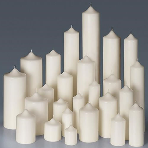 scented white pillar candles, cheap church pillar candles, large church candles