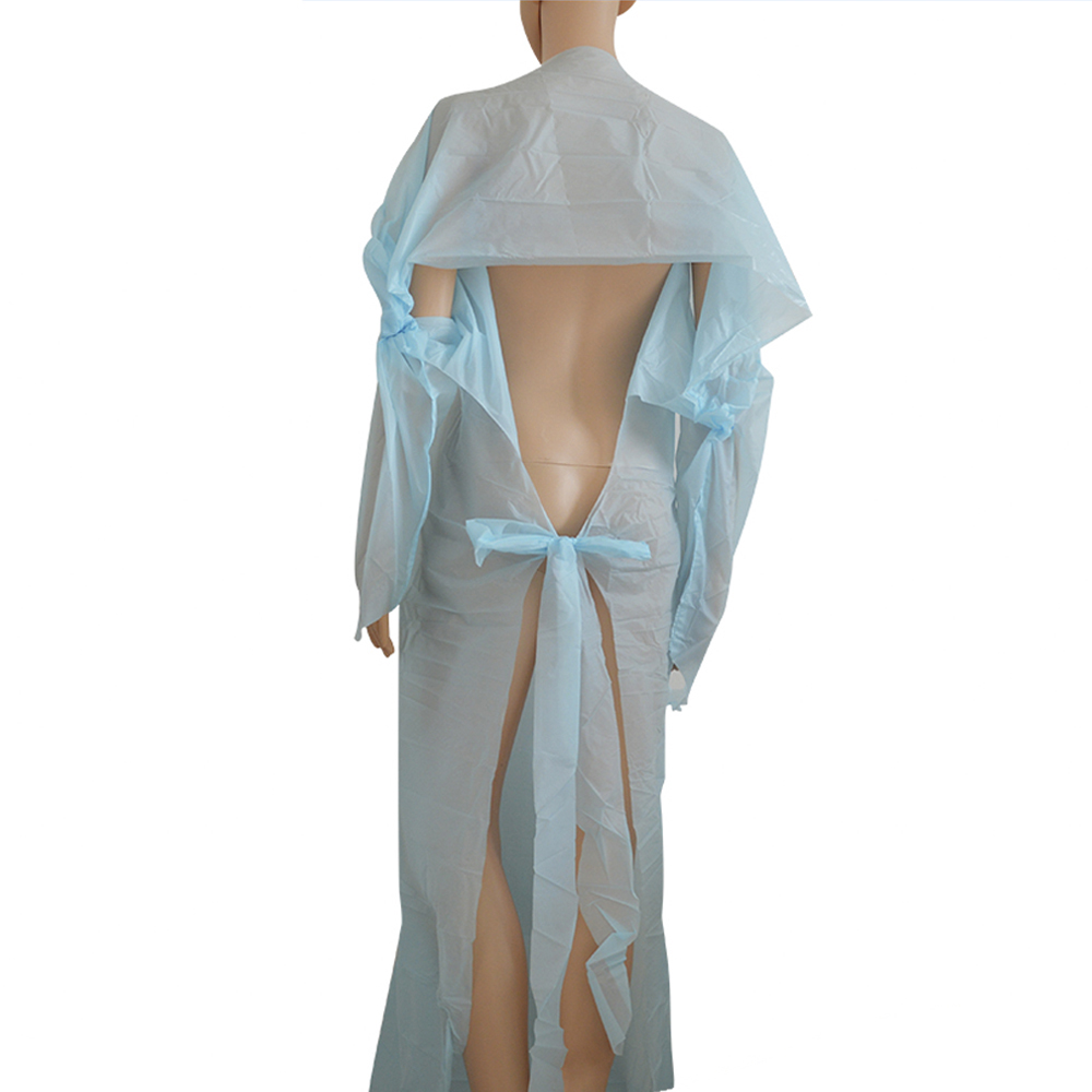 hospital products disposable CPE thumb isolation gown CPE thumb surgical gown