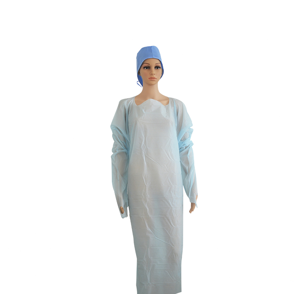 hospital products disposable CPE thumb isolation gown CPE thumb surgical gown